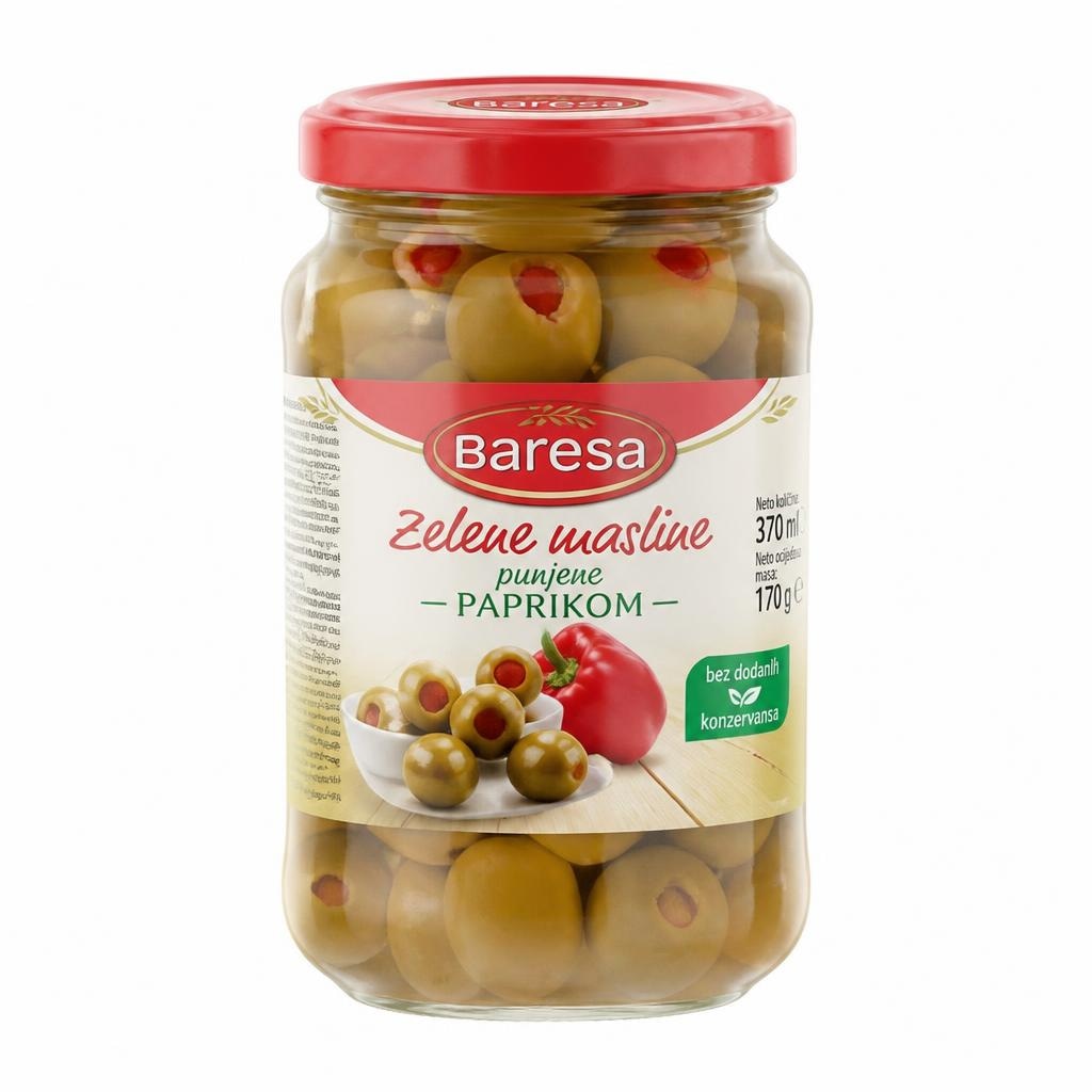 Baresa zelene masline punjene paprikom 370 ml Akcija u trgovini Lidl