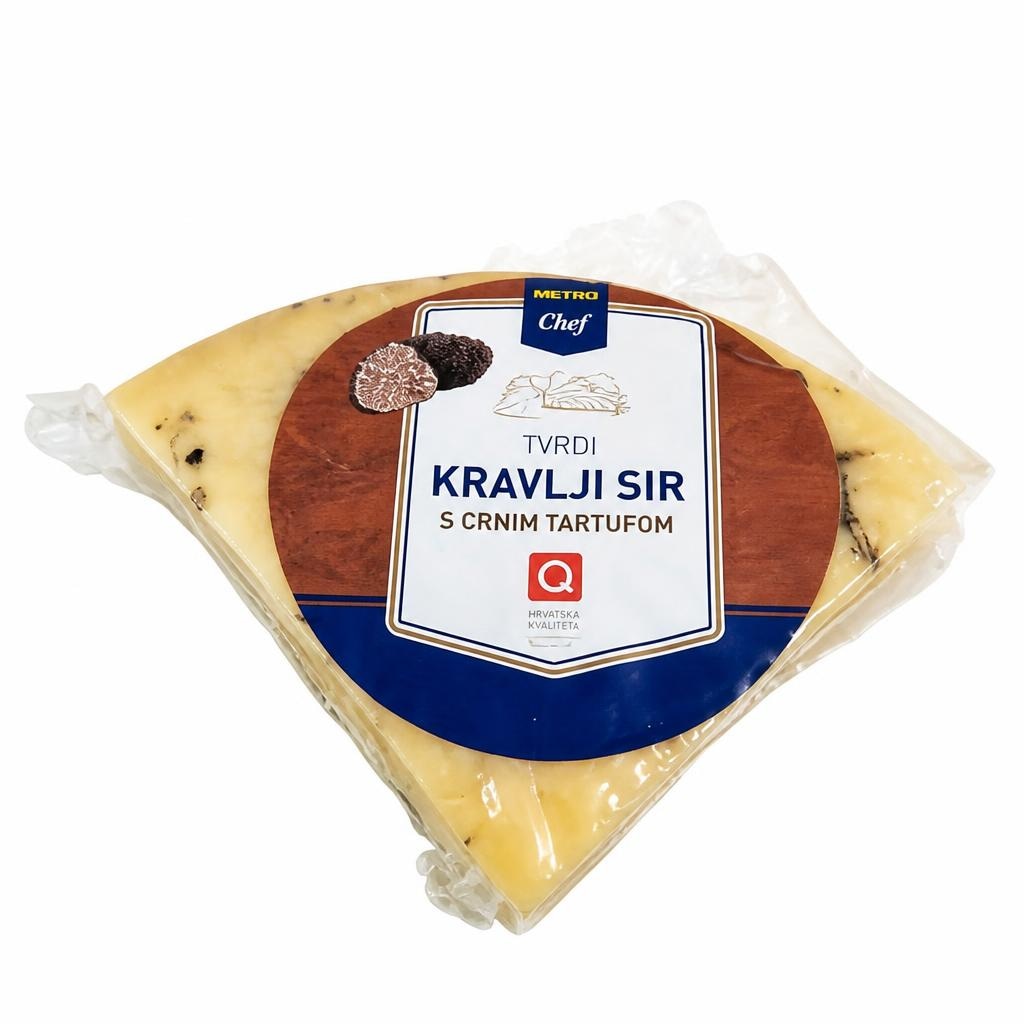 METRO CHEF TVRDI KRAVLJI SIR S CRNIM TARTUFOM cca 0,6 kg Akcija u trgovini Metro