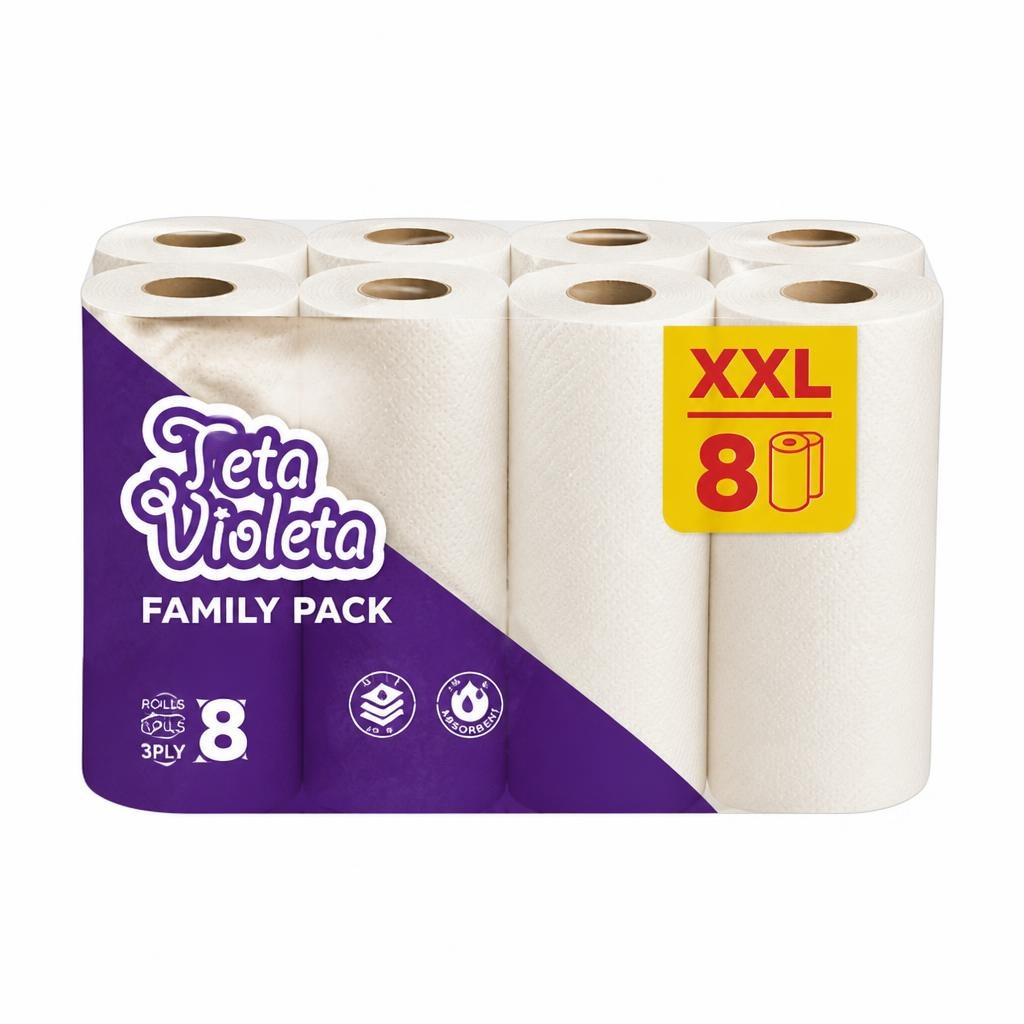 Violeta papirnati ručnik 3 sloja, 8 rola Teta Violeta Akcija u trgovini Konzum