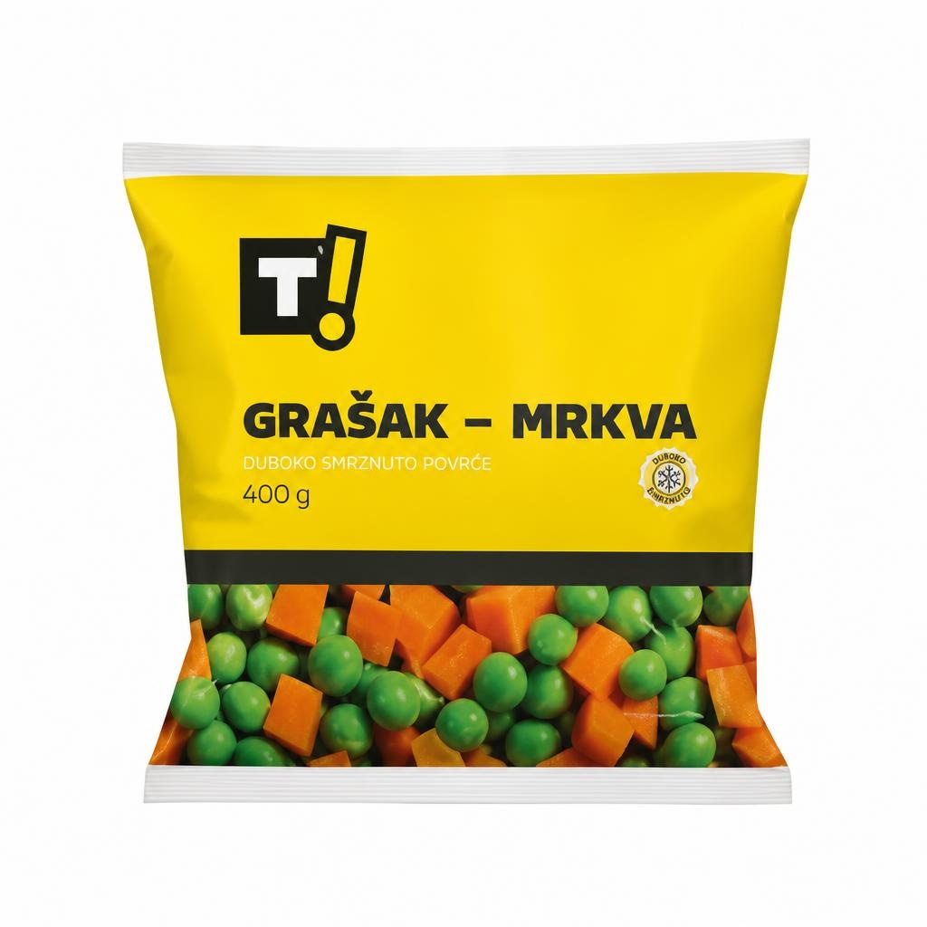 T! Grašak i mrkva 400 g - Akcija u trgovini Tommy
