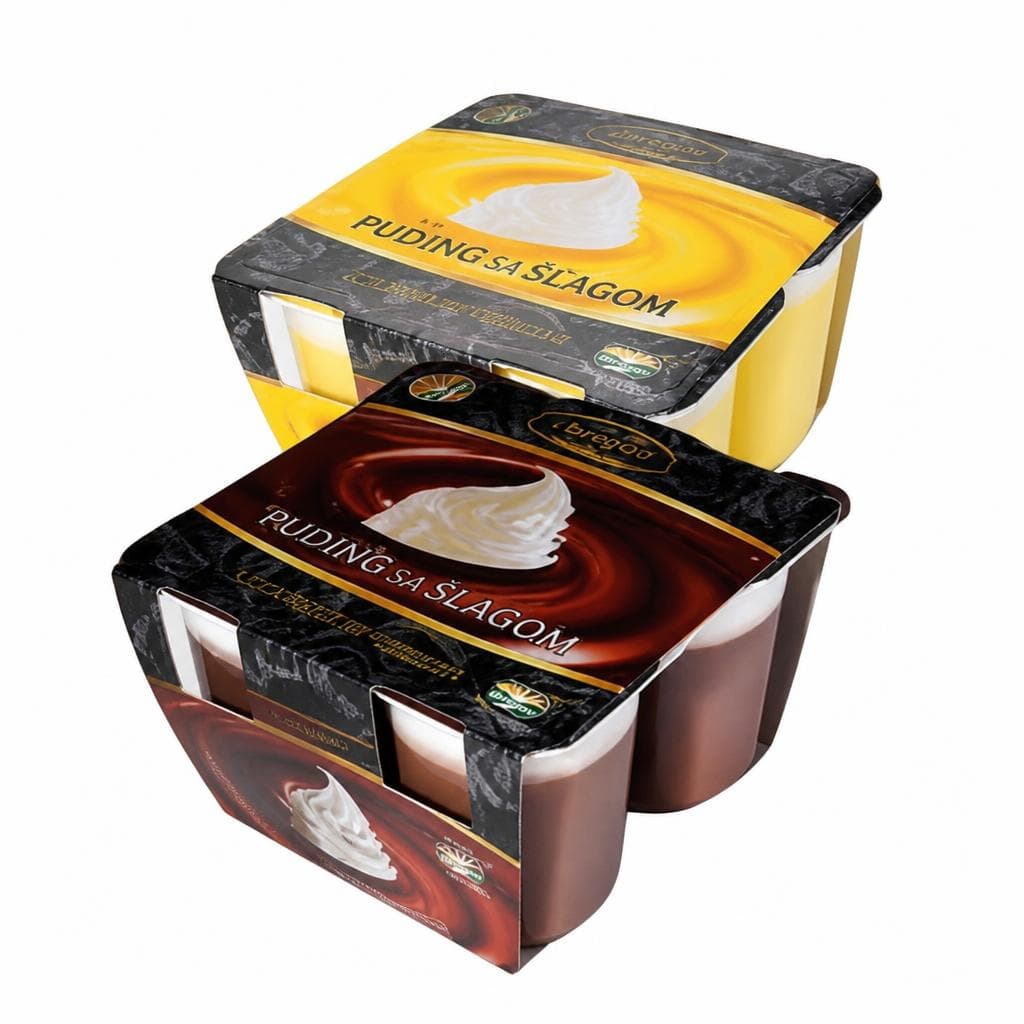 Puding sa šlagom vanilija, čokolada 4 x 125 g 'z bregov Akcija u trgovini Djelo