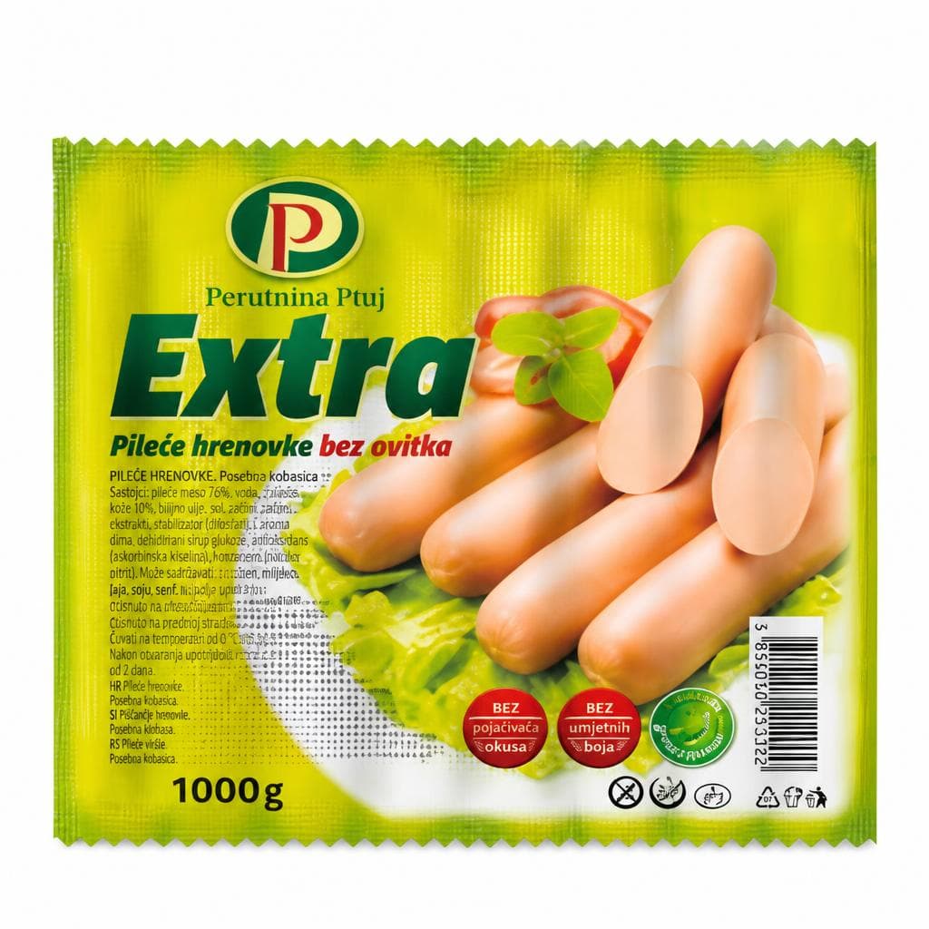 Pileće hrenovke Extra Perutnina Ptuj 1 kg Akcija u trgovini KTC