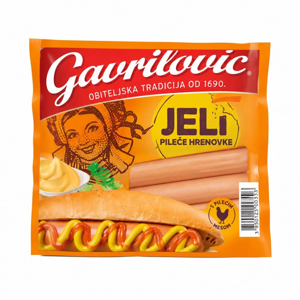 Hrenovke Gavrilović Jeli pileće 200 g Akcija u trgovini Boso