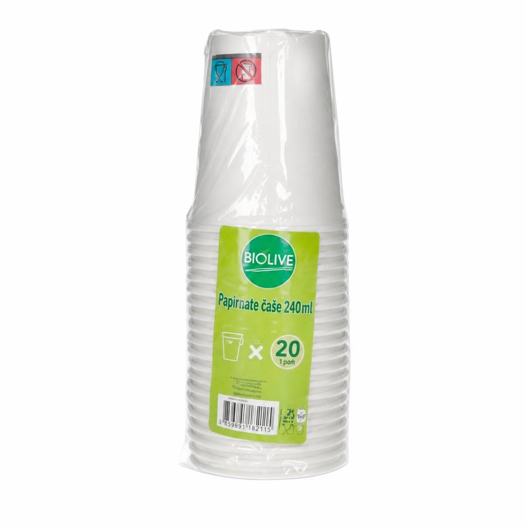 Set papirnatih čaša 20 komada x 240 ml, 1 pak BIOLIVE - Akcija u trgovini Spar