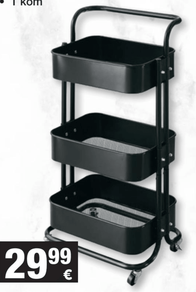 Metalna polica s kotačićima i ručkom Bob