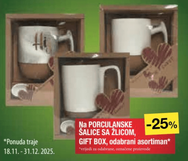 Porculanske šalice sa žlicom, Gift Box